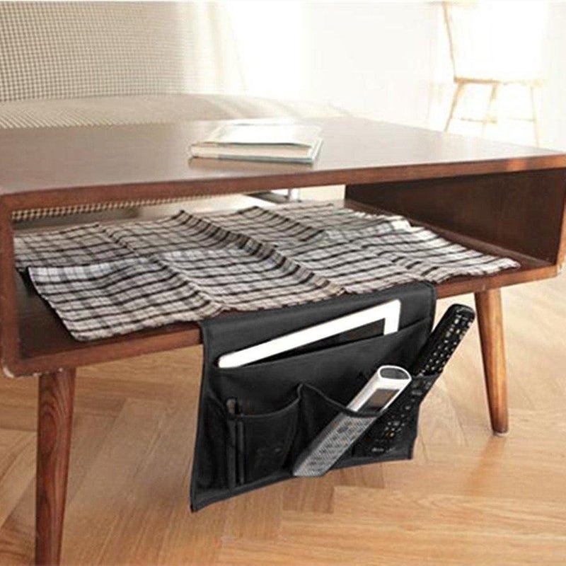 Meeall Bedside Caddy 4 Pockets Bedside Organizer Caddy Fit Tablet Magazine Phone Glasses, Under Mattress Remote Control Holder Storage Organizer, Black - Image 2